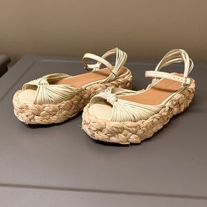 Paloma Barcelo Cream Braided Platform Sandals